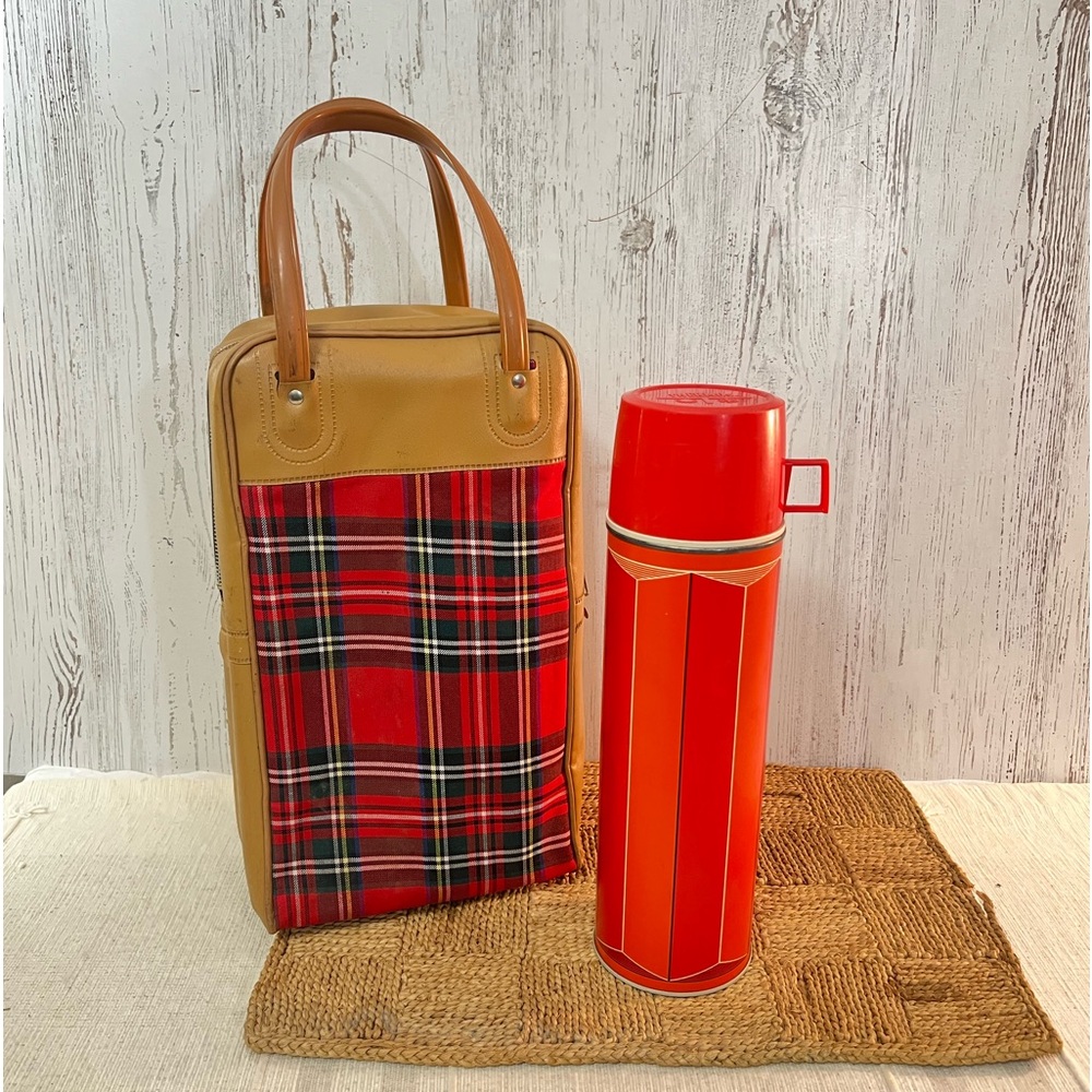 Vintage thermos king seeley 2410 1974 plaid bag retro decor